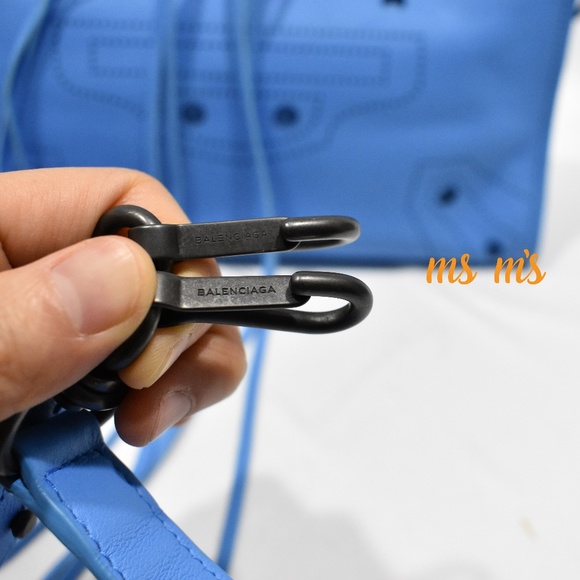 NEW Balenciaga Blue Calfskin Small City Bag - Picture 3 of 8